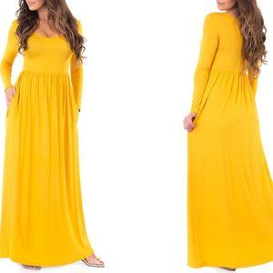 Women's Long-Sleeve Maxi Dress with Pockets